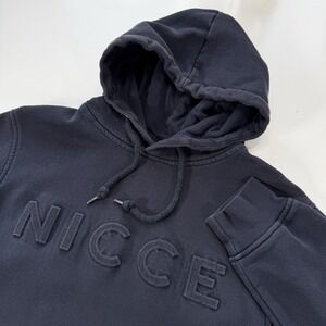 NICCE London Pullover Hoodie Sweatshirt Adult XS Black Raised Logo